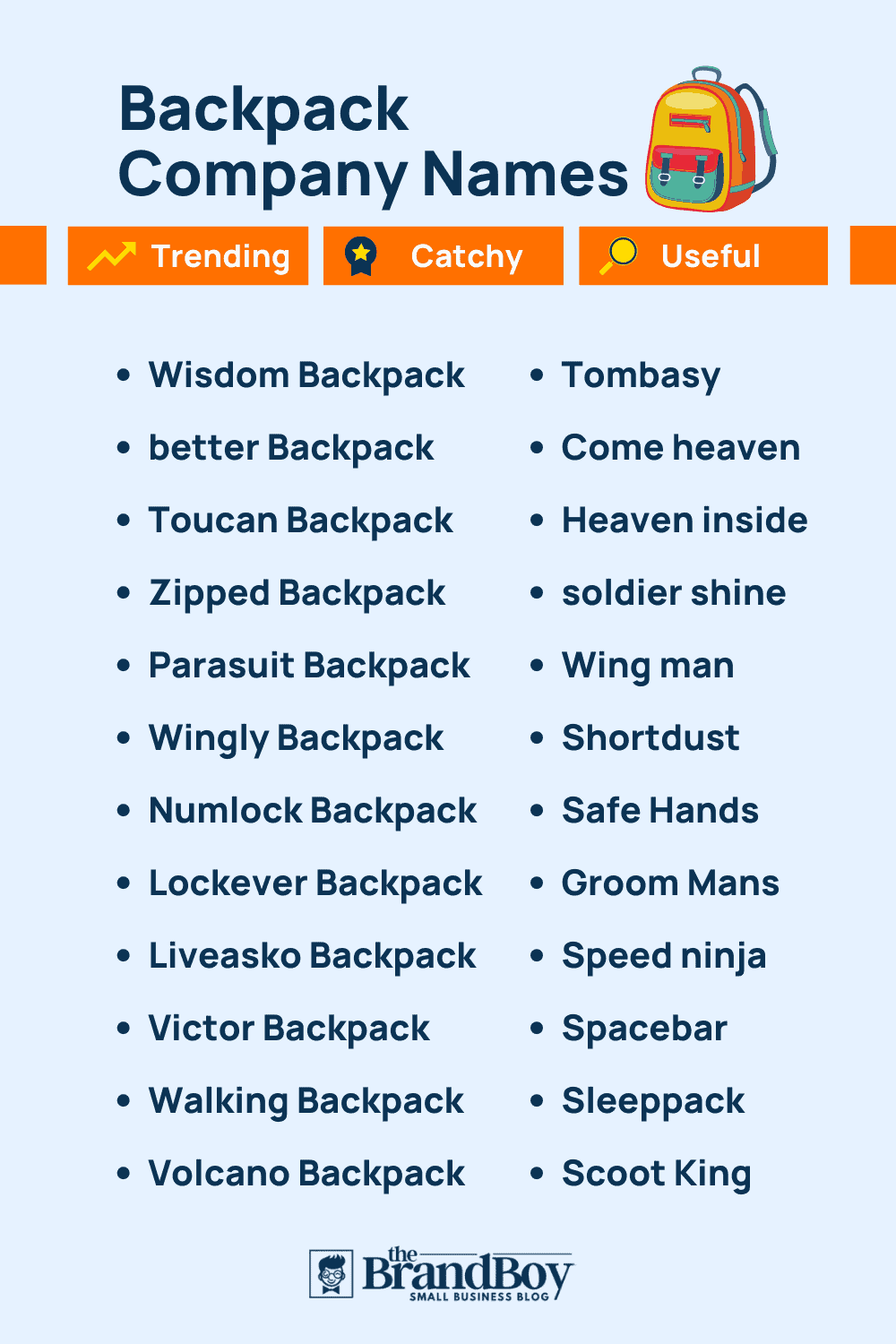 Backpack company names clearance